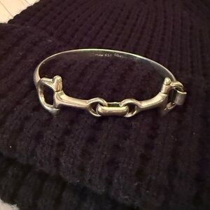 Silver Tone Horsebit Link Bangle Bracelet